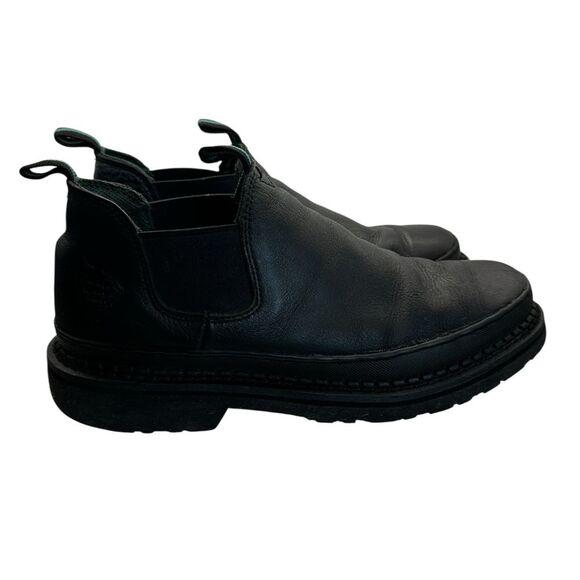 Men’s Georgia Boot Romeo Chelsea Work Boots Black Leather Slip-On Size 12